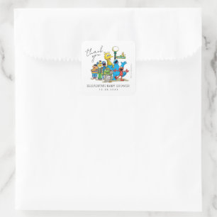 Sticker Carré Baby shower Pals de rue Sésame Merci