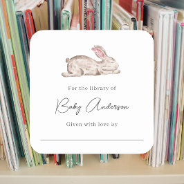 Sticker Carré Baby shower plaque d'enregistrement dormant lapin