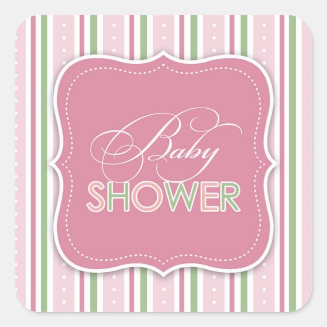 Sticker Carré Baby shower pour une Autocollante fille (Devant)