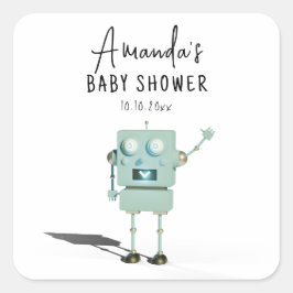 Sticker Carré Baby shower robot