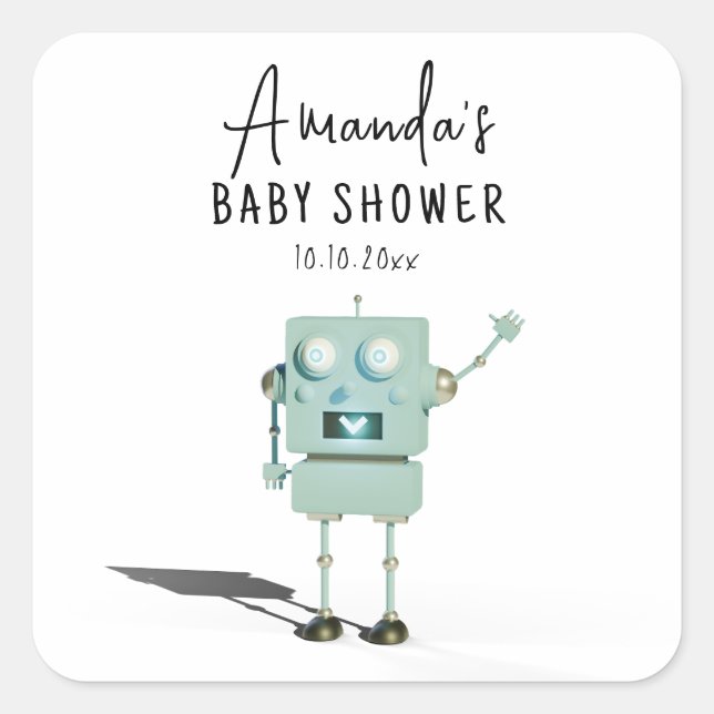 Sticker Carré Baby shower robot (Devant)