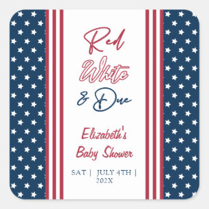 Sticker Carré Baby shower rouge blanc et 4 juillet