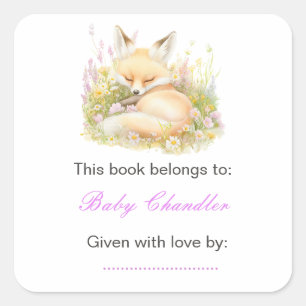 Sticker Carré Baby shower Spring Fox