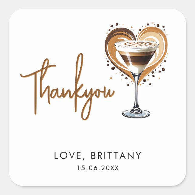 Sticker Carré Baby shower Tini One Espresso Martini (Devant)