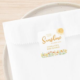 Sticker Carré Baby Shower Un Petit Rayon De Soleil