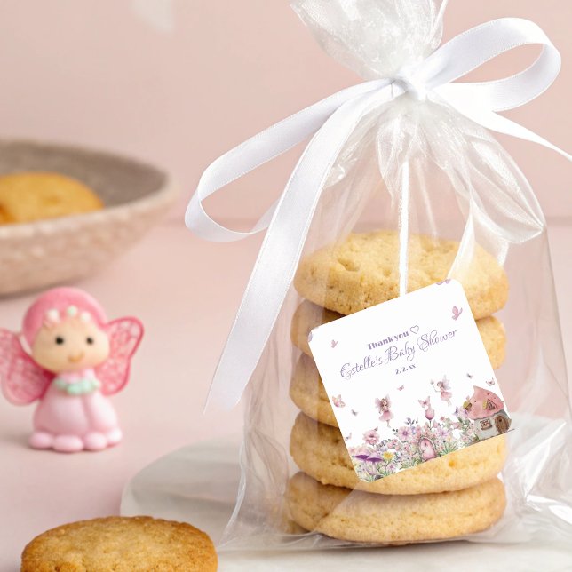 Sticker Carré Baby shower Whimsical Fairy Garden (Créateur téléchargé)