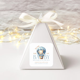 Sticker Carré Baby Teddy Bear Blue Ballon Boy