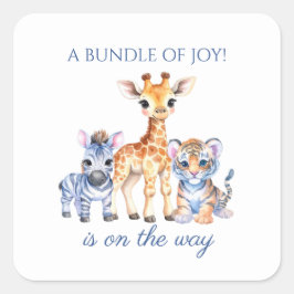 Sticker Carré Baby Zebra Giraffe et Tiger