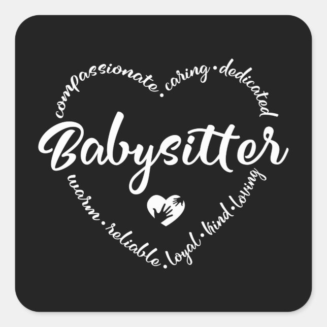 Sticker Carré Babysitter, baby sitter, nounou, au pair (Devant)