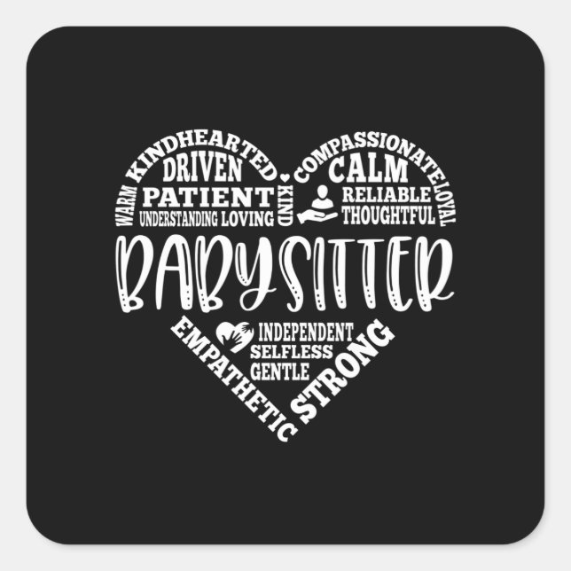 Sticker Carré Babysitter, baby sitter, nounou, au pair (Devant)