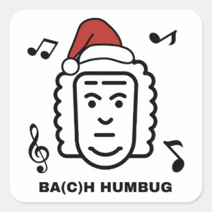 Sticker Carré BACH Drôle de compositeur de musique classique Noë