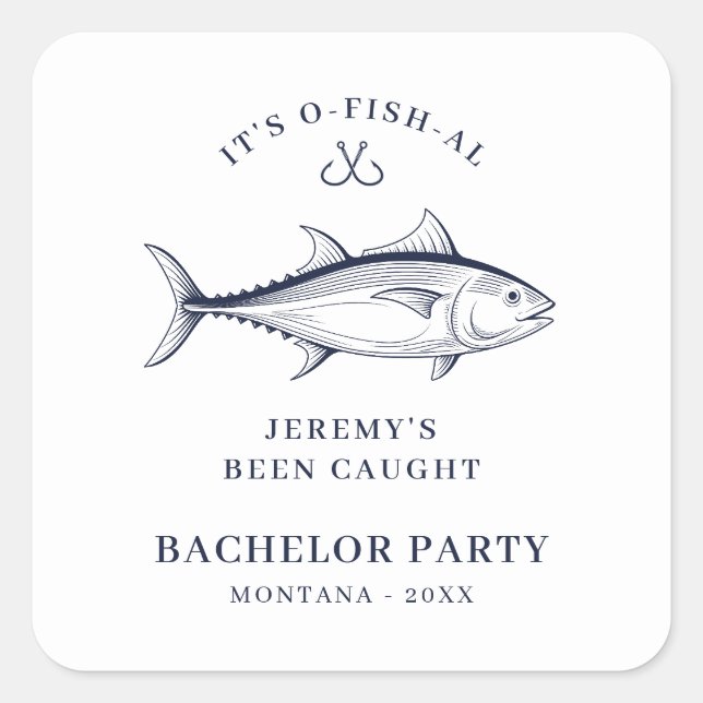 Sticker Carré Bachelor Party Groom Voyage de pêche (Devant)