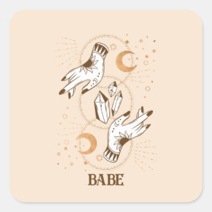 Sticker Carré Bachelorette céleste du Tarot Mystique Boho