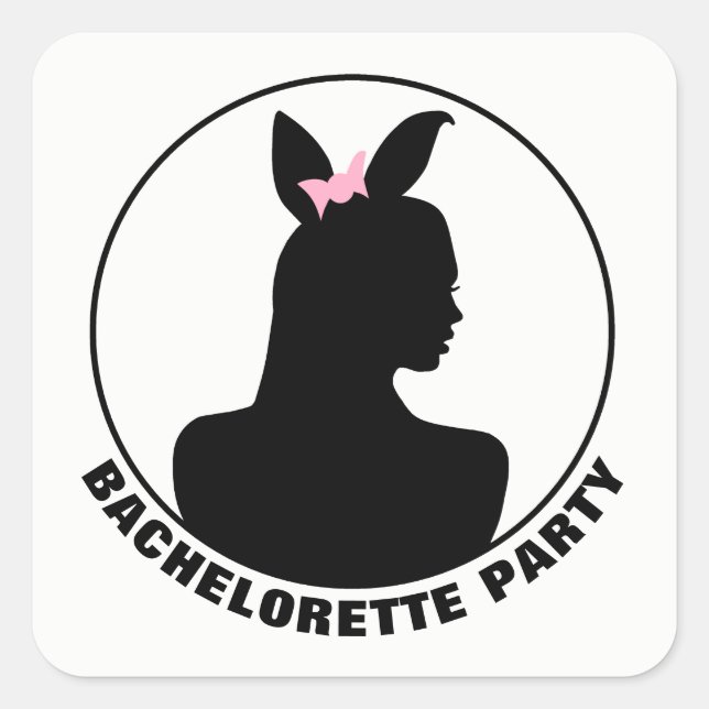Sticker Carré Bachelorette de fille lapin rose (Devant)