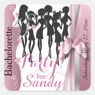Sticker Carré Bachelorette ou fête d'anniversaire Diva Girls