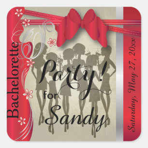 Sticker Carré Bachelorette ou fête d'anniversaire Diva Girls - R