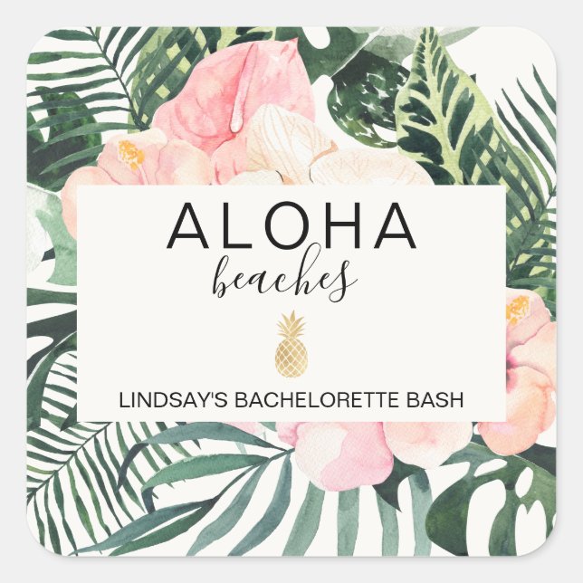 Sticker Carré Bachelorette Plages Aloha (Devant)
