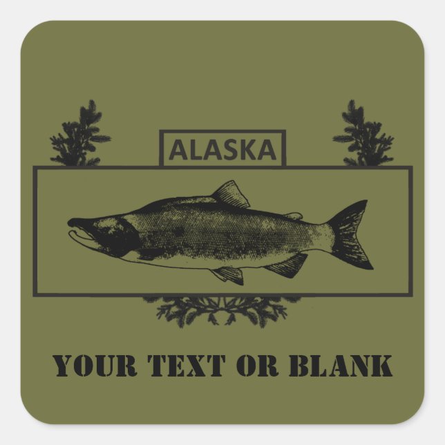 Sticker Carré Badge de pêcheur de combat de l'Alaska (Devant)