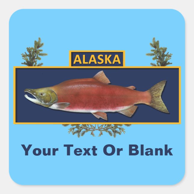 Sticker Carré Badge du pêcheur de combat de l'Alaska (Devant)