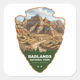 Sticker Carré Badlands National Park Arrowhead