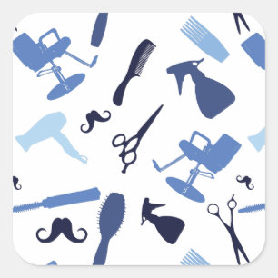 Sticker Carré Bagout d'outils de coiffeur
