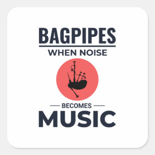 Sticker Carré Bagpipe Player Instrument Scotland Music