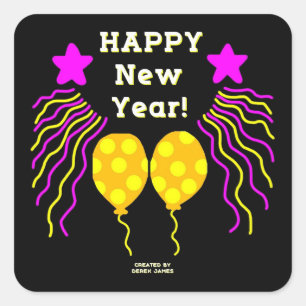 Sticker Carré Baguette Carré Bonne année Souhaite