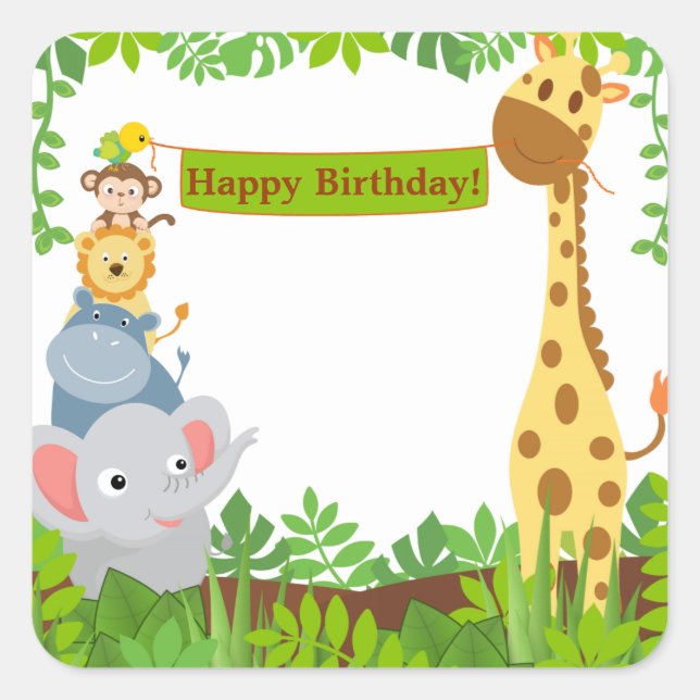 Sticker Carré Baguette d'anniversaire amusante pour les animaux  (Devant)
