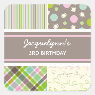 Sticker Carré baguette d'anniversaire fatfatifatifatifatit Retro