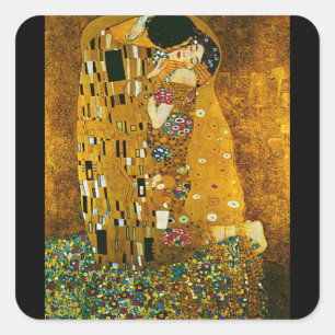 Sticker Carré Baguette d'art, Gustav Klimt, Le Baiser,