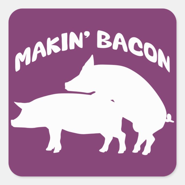 Sticker Carré Baguette de bacon de nouveauté amusante (Devant)