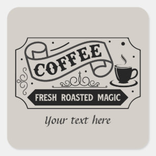 Sticker Carré Baguette de café personnalisable