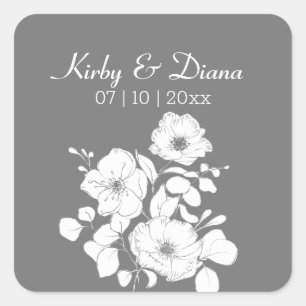 Sticker Carré Baguette de Carré Mariage gris et blanc