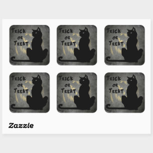 Sticker Carré Baguette de chat noir ou Stick d'Halloween