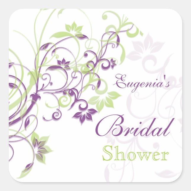 Sticker Carré Baguette de douche nuptiale à tourbillons floraux  (Devant)
