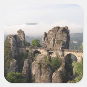 Sticker Carré Baguette du Pont Bastei en Saxon Suisse