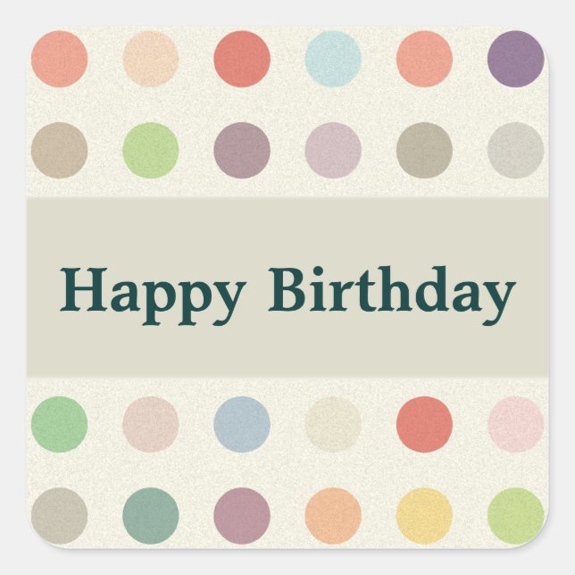 Sticker Carré Baguette Pois d'anniversaire heureuse (Devant)
