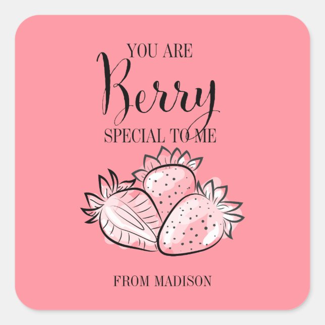 Sticker Carré Baguette spéciale Valentine Berry Fruit Funny (Devant)