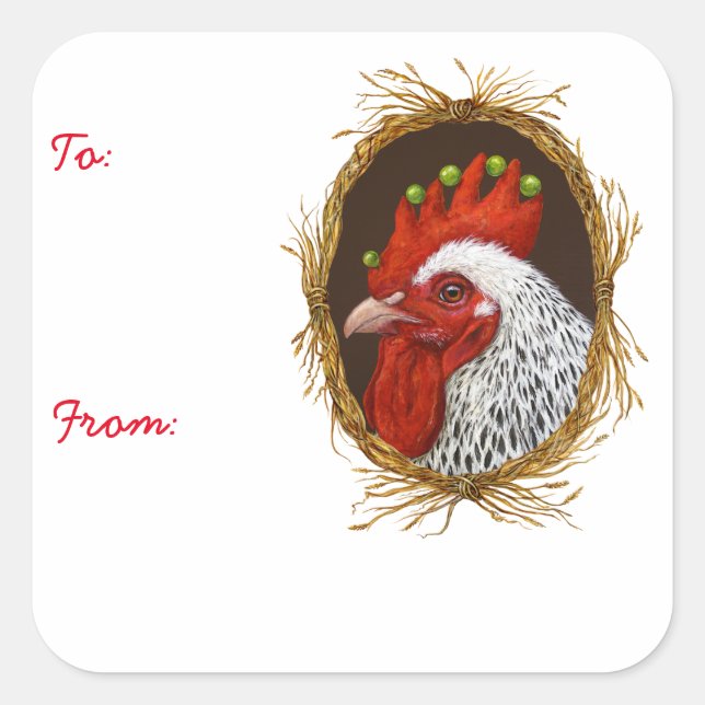 Sticker Carré Baguettes de poulet à/de pour cadeaux (Devant)