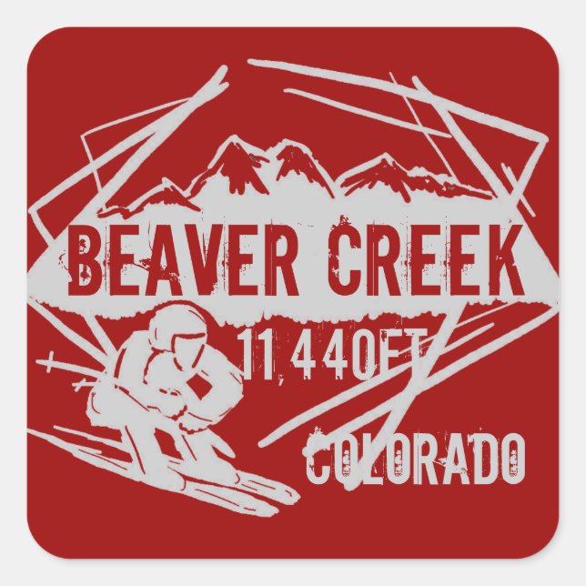 Sticker Carré Baguettes d'élévation à ski de Beaver Creek rouge (Devant)