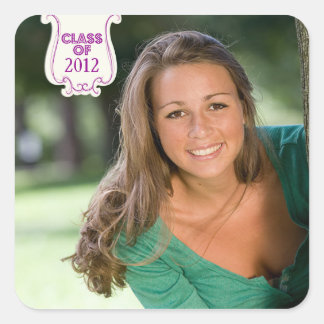 Sticker Carré Baguettes violettes badge de graduation photo auto
