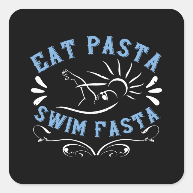 Sticker Carré Baignade - Manger Pasta nager Fasta (Devant)