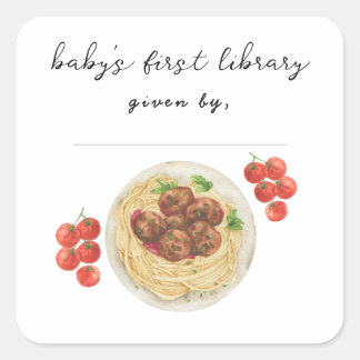 Sticker Carré Bain de bébé boulette de viande Première bibliothè