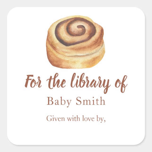 Sticker Carré Bain-Marie Bébé Fête de Naissance - Pour la biblio (Devant)