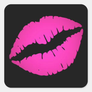 Sticker Carré Baiser noir et rose chaud