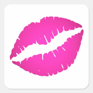 Sticker Carré Baiser Rose Chaud