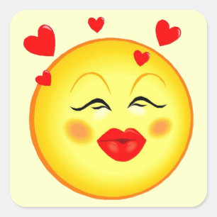 Sticker Carré Baisers de coeur pour vous visage heureux