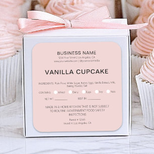 Sticker Carré Bakery Cake Home Licence alimentaire légale