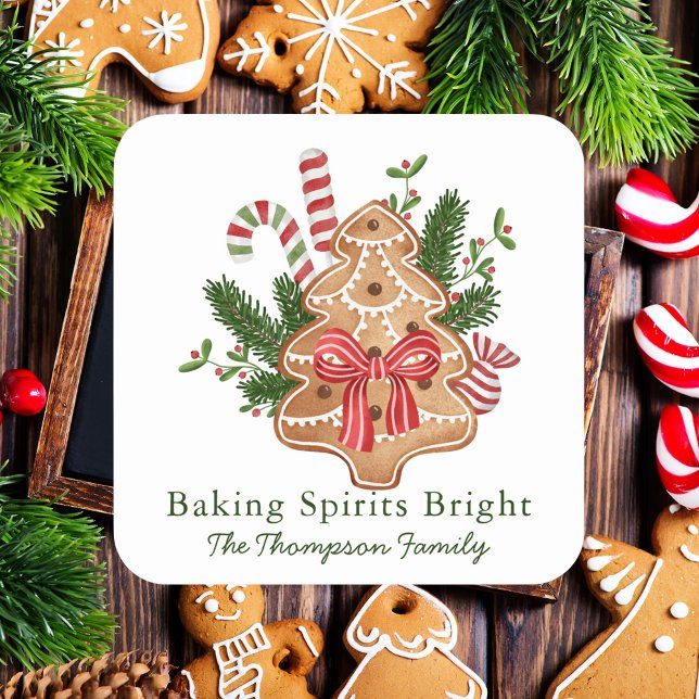 Sticker Carré Baking Spirits Bright Christmas Tree Cookie (Créateur téléchargé)