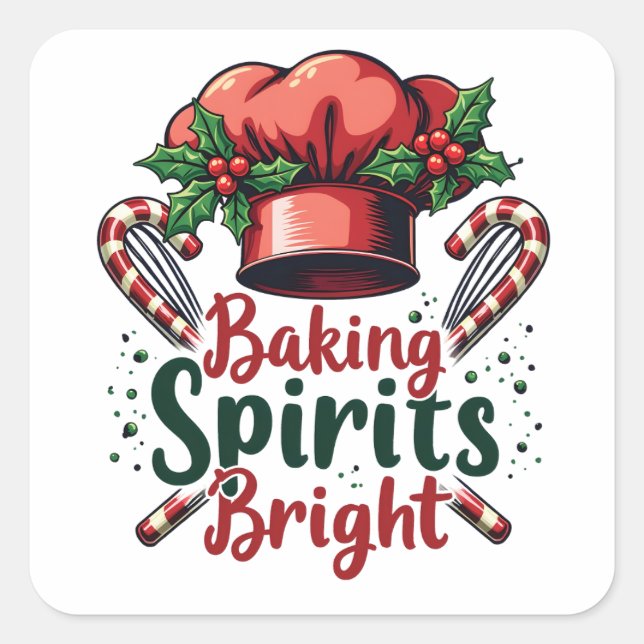 Sticker Carré Baking Spirits Bright Funky Baking Chef Baker (Devant)